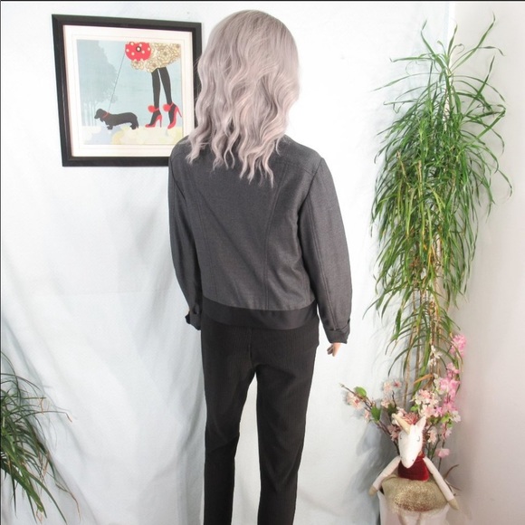 Calvin Klein Charcoal Gray Zip Crop Blazer - Picture 6 of 7